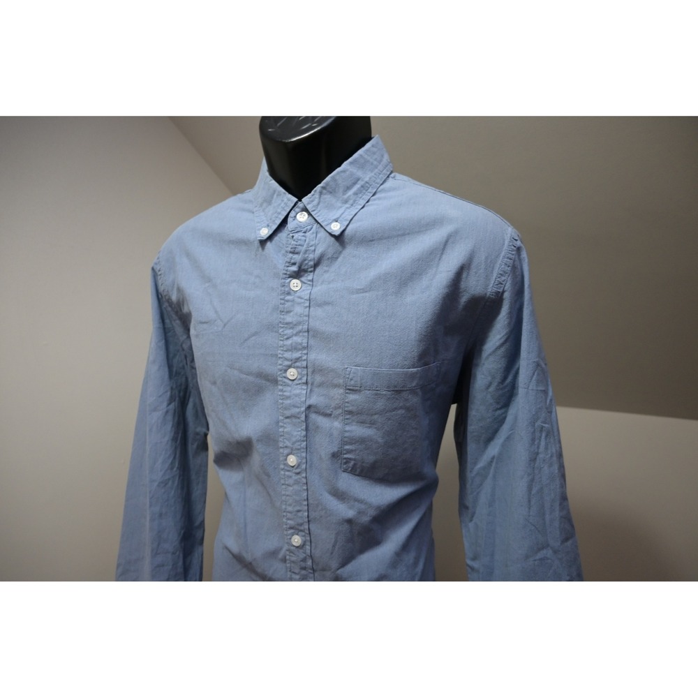 J.Crew Mercantile Dress Shirt Men Large Blue Slim Flex Long Sleeve Excellent